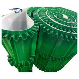 Băng tải PVC xanh dán tai bèo