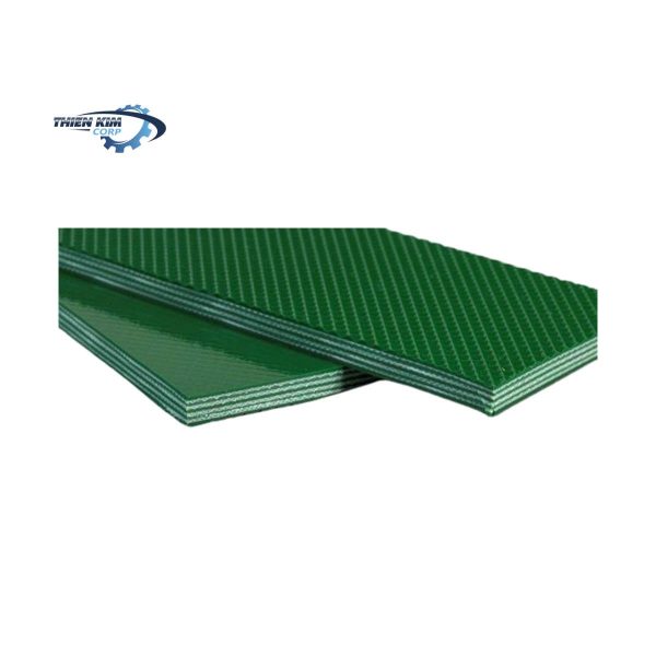 Băng tải PVC xanh caro dày 5mm - 4 lớp bố